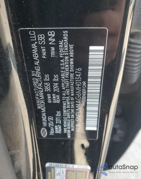 2021 Hyundai Elantra Sel из США, поврежденный, VIN 5NPLM4AG6MH013476